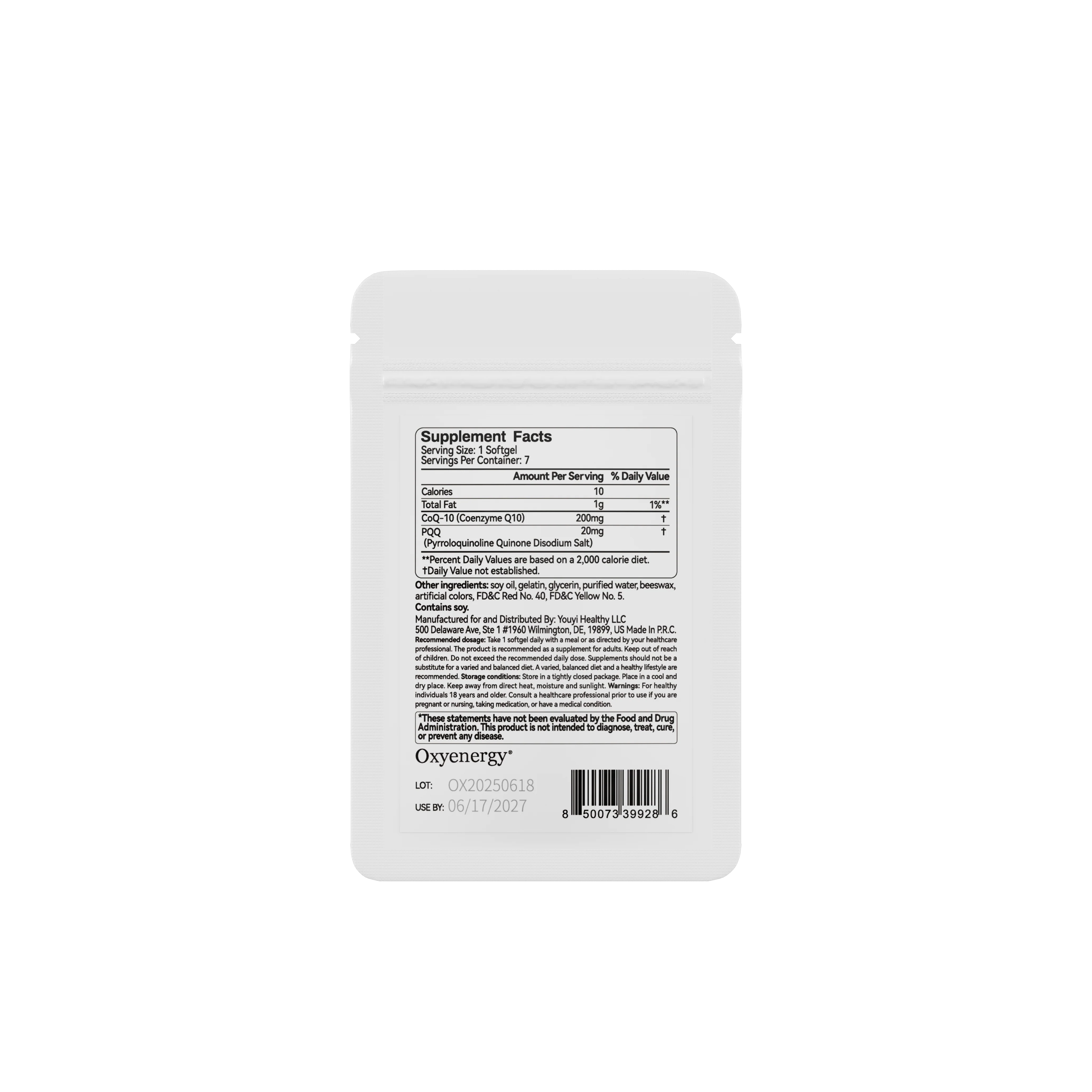 CoQ-10 200mg With PQQ 20mg Sachet - Trial Pack - Image 2